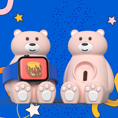 Cute Bear IWatch Charger Stand Compatible With IWatch Series 9-1 45mm,44mm,42mm,41mm,40mm, 38mm For IWatch Charger Cute Soft Silicone,Supports Nightstand Mode,Home Office Use - Otaj Gifts