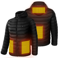 Men Heated Puffer Jacket Electric Heating Coat Insulated Hood Windbreaker - Otaj Gifts