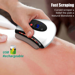 Eletric Bianstone Gua Sha Board Tools Hot Compress Heating Vibration Back Facial Massager Meridian Lymphatic Drainage Scraping Heating Vibration Scraping Neck Face Skin Lifting Removal Wrinkle Tool - Otaj Gifts