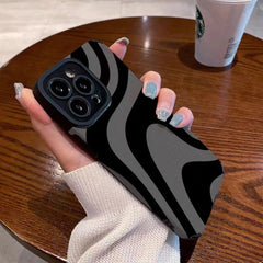 Dark Zebra Pattern Drop-resistant Silicone Phone Case - Otaj Gifts