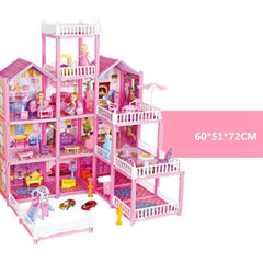 278pcs Doll House Building Toys DIY Brain Training Doll House Castle Building Kit for Girls Pink - Otaj Gifts