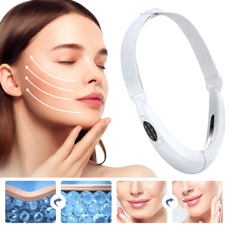 Facial V Lifting Vibration Massager LED Photon Therapy Facial Lifting Device Double Chin V Face Shaped Cheek Lift Belt Machine - Otaj Gifts