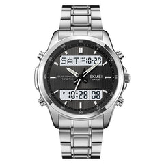 Multifunctional Men's Steel Strap Watch Double Display Sports - Otaj Gifts