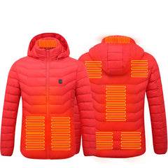 Men Heated Puffer Jacket Electric Heating Coat Insulated Hood Windbreaker - Otaj Gifts