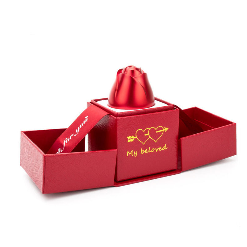 Metal Rose Lifting Jewelry Box Ring Storage Box - Otaj Gifts