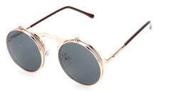 New Vintage Round Steampunk Sunglasses Flip-Up UV Protection Metal Frame Men And Women Summer Cycling Sun Glasses - Otaj Gifts