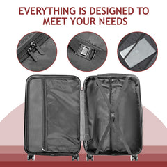 Curved Vertical Stripe 4-in-1 Trolley Case 16in 20in 24in 28in ABS Aluminum Alloy Tie Rod - Otaj Gifts