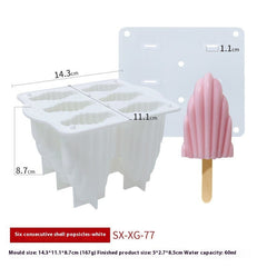 6-piece Spiral Ice Cream Silicone Food Grade Mold with Cover - Otaj Gifts