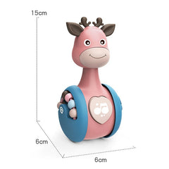 Sliding Deer Baby Tumbler Rattle 3 In 1 Sliding Tumbler Toy Baby Rattle Montessori Bath Toy For W Built-in Ring Bear Roly-Poly Early Learning Christmas Tumbler - Otaj Gifts