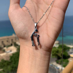 Stainless Steel Mother And Children Necklace Love Mom Son Daughter Pendant Necklace Family Gifts - Otaj Gifts