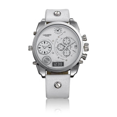 Creative Double Time Zone PU Leather Belt Men's Watches Watch - Otaj Gifts