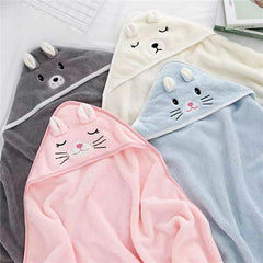 Coral Fleece Three-dimensional Cartoon Bath Towel Children Hoodie Cloak - Otaj Gifts