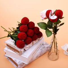 Creative Ring Box Earrings Box With Branch Roses - Otaj Gifts