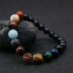 New Fashion Eight Planets Beaded Bracelet Men's Natural Stone Cosmic Yoga Chakra Solar Bracelet, Jewelry Handmade Bohemian Natural Stones Bracelet - Otaj Gifts