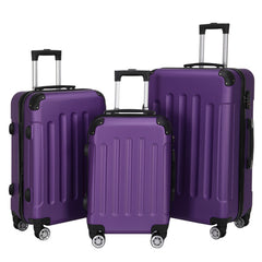 Three In One Handle Universal Wheel With 4 Corner Guards Pull Rod Box, 20in, 24in, 28in ABS Aluminum Alloy Pull Rod, Classic Color Scheme - Dark Purple - Otaj Gifts