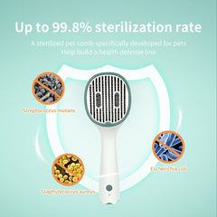 Cat Comb Dog Hair Remover Brush UVC Sterilization Pet Grooming Slicker Needle Comb Cat Sterilization Comb Pet Brush For Shedding And Grooming Self-Cleaning Slicker Brush For Long And Short Hair - Otaj Gifts