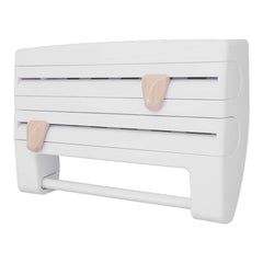 Cling Film Holder Wall Mount Multifunctional Cling Film Cutter with Screws for Kitchen White - Otaj Gifts