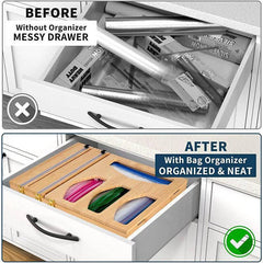 Foil & Plastic Wrap Dispenser With Cutter Foil Cling Film Ziplock Bag Organizer - Otaj Gifts