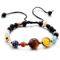 Eight Planets Alloy Bracelet, Natural Stone Bead Bracelet Women Solar System Bracelet Universe Galaxy The Eight Planets Guardian Star Natural Stone Beads Bracelet Bangle Gifts For Girls - Otaj Gifts