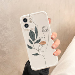Compatible with Apple , Simple Line Face Phone Protective Cover Light - Otaj Gifts