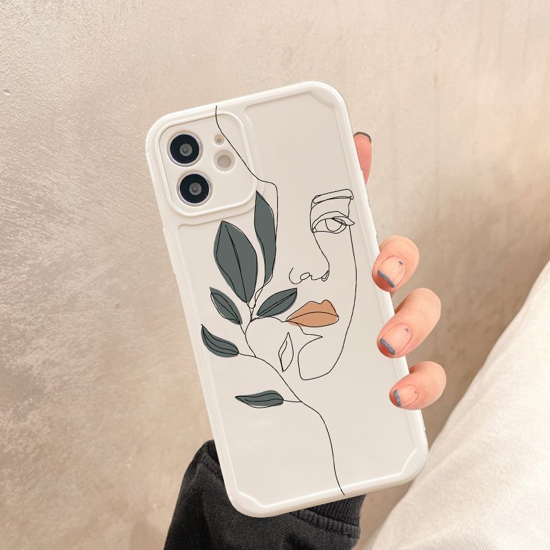 Compatible with Apple , Simple Line Face Phone Protective Cover Light - Otaj Gifts