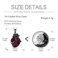 Sterling Silver Heart Rose Urn Necklace for Ashes Cremation Jewelry - Otaj Gifts