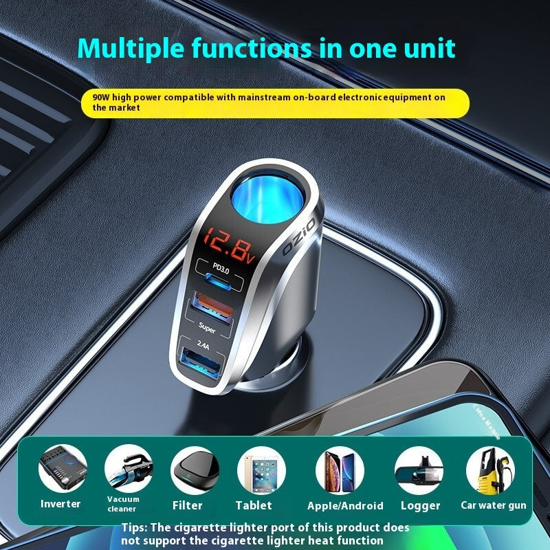 Quick Charging Car Cigarette Lighter With One To Three Conversion Plug - Otaj Gifts