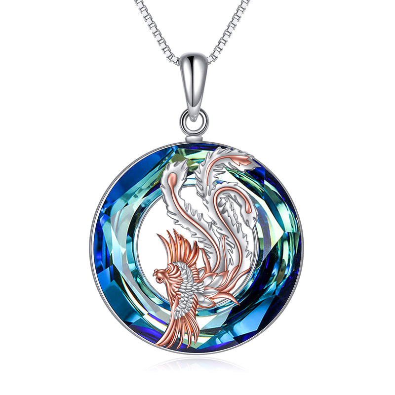 Nirvana Phoenix Necklace Sterling Silver Crystal Phoenix Jewelry Necklaces for Women - Otaj Gifts