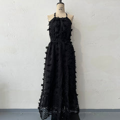 Autumn New European And American Embroidered Long Skirt Halter Backless Dress - Otaj Gifts