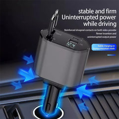 Retractable Car Charger 120W USB&Type C Cable For Phone Fast Charge Adapter - Otaj Gifts