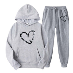 Spring And Autumn Hoodie With Drawstrings Loose Casual Print Love - Otaj Gifts