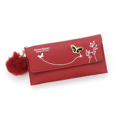 Fashion Ladies Long Hair Ball Bow Purse - Otaj Gifts