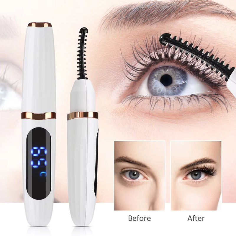 Rechargeable Electric Heated Eyelash Curler Digital Display Eyelash Curler Beauty Makeup Tool 3 Gears Temperature Control - Otaj Gifts