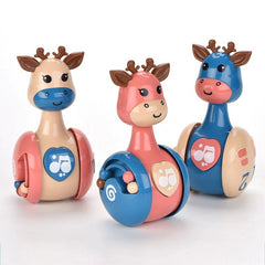 Sliding Deer Baby Tumbler Rattle 3 In 1 Sliding Tumbler Toy Baby Rattle Montessori Bath Toy For W Built-in Ring Bear Roly-Poly Early Learning Christmas Tumbler - Otaj Gifts