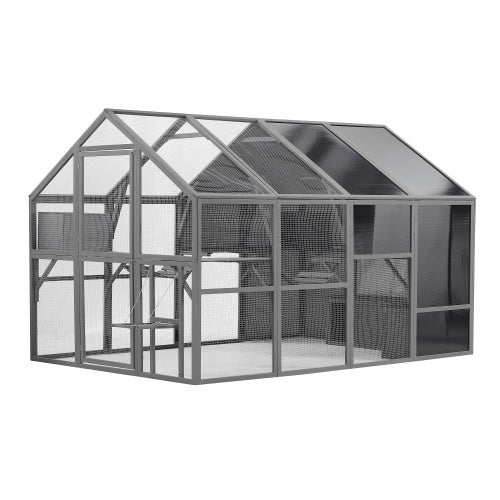 Luxury Cat Cage Outdoor Wooden Cat Fence Patio Large Cat Running House - Otaj Gifts