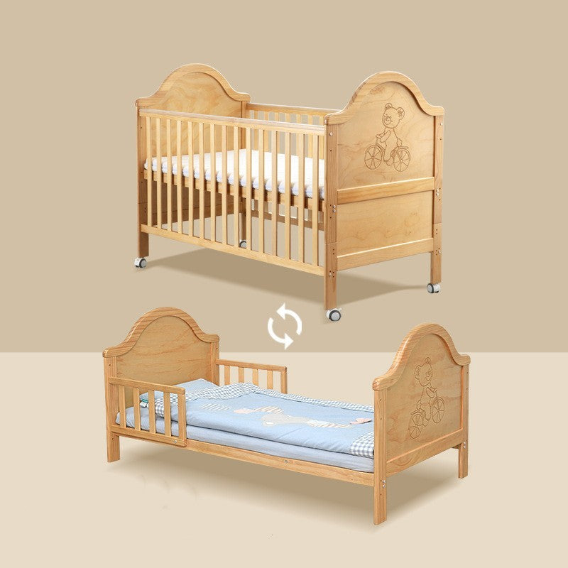 Pine Wood Baby Bed Multi-function with wheels - Otaj Gifts