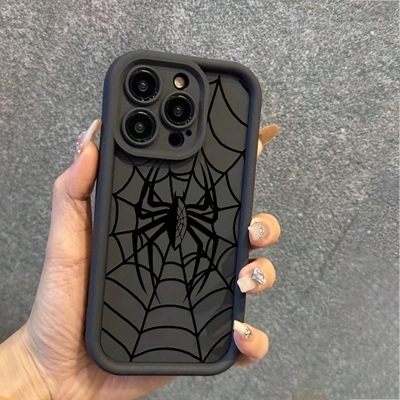 Black Spider Web Phone Case Silicone All-inclusive Drop-resistant - Otaj Gifts