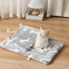 Self-Warming Cat Bed Mat Washable Dog Bed Crate Mat Soft Pet Sleeping Mat For Dogs And Cats Reversible Fleece Dog Crate Kennel Pad Cat Pet Bed - Otaj Gifts