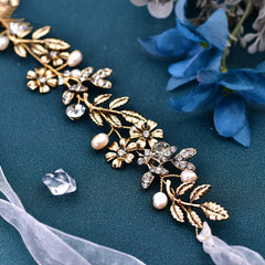 Freshwater Pearl Leaf Design Hair Band - Otaj Gifts