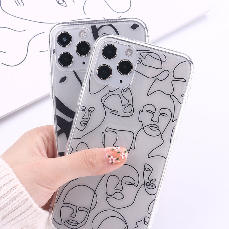 Face art line color painting mobile phone case - Otaj Gifts