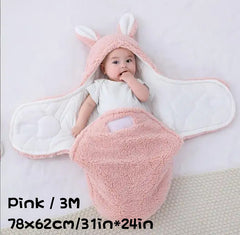 Super Soft Baby Sleeping Bag Fluffy Fleece Newborn Blanket Swaddle Blankets, Unisex Baby Wrap For Newborn Baby Boys Girls With Head-Protecting & Head-Supporting Function, Wearable Swaddle Sleep Sack - Otaj Gifts