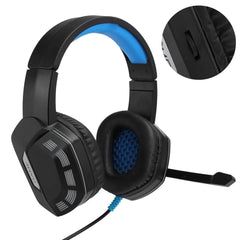 For PS4 3.5mm Headmounted Gaming Headphone with Noise Reduction Microphone RGB Light(black blue ) - Otaj Gifts