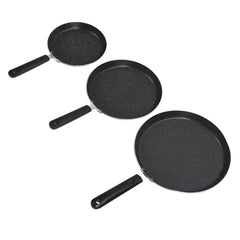 3 Piece Frying Pan Set Black Aluminum Alloy Portable Anti Stick Frying Pan for Egg Mille Feuille Pizza - Otaj Gifts
