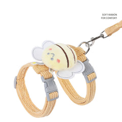 Cat Harness Leash Set With Cute Bee Plaid Cats Escape Proof - Adjustable Kitten Harness For Large Small Cats, Lightweight Soft Petsafe Harness Yellow Plaid Bee - Otaj Gifts