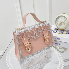 Clear Double Clasp Chain Portable Small Square Bag - Otaj Gifts