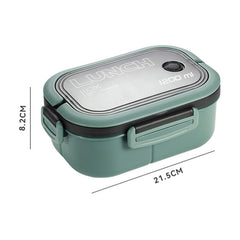 1200ml Bento Lunch Box Double Layer Insulation Lunch Box Container with Fork Spoon for Students Office Workers Green - Otaj Gifts