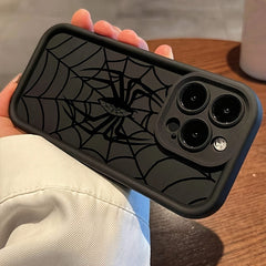 Black Spider Web Phone Case Silicone All-inclusive Drop-resistant - Otaj Gifts