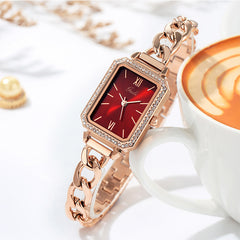 Luxury Rhinestone Denim With Small Green Watch - Otaj Gifts