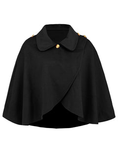 Fashion Solid Color Wool Cape Coat - Otaj Gifts