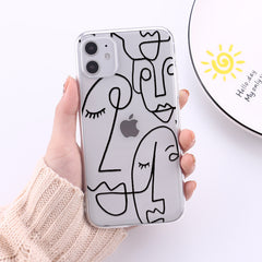 Face art line color painting mobile phone case - Otaj Gifts